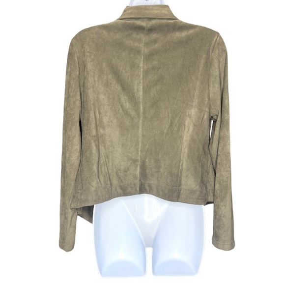 Romeo & Juliet Couture Taupe Drape Cropped Faux Suede Jacket Womens Size L EUC! - Picture 3 of 10
